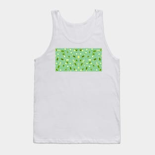 Spring Lily Pattern in Sky Blue, Butter Yellow and Aqua Tank Top